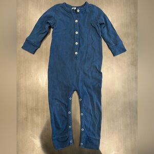 Kate Quinn Organic Cotton Blue Long-Sleeve Sport Union Suit sz 2T